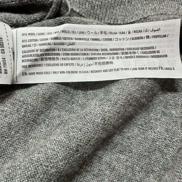 Abercrombie & Fitch Men Sweater Gray V Neck Wool Cotton Blend L Old Money Casual - Picture 10 of 10